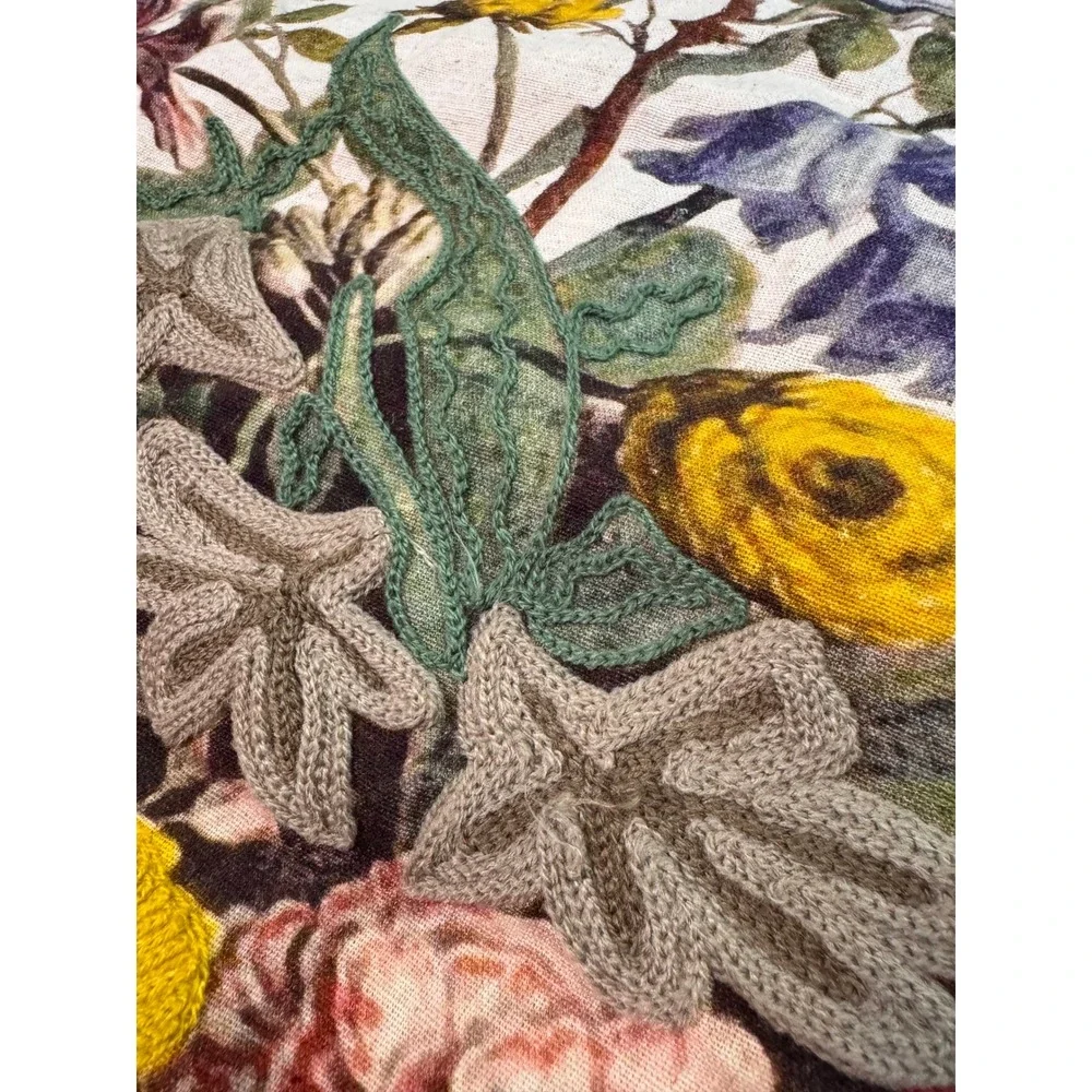 Creative Co-Op Still‎ Life Pillow Cover 24x24 Embroidered Cotton Linen Botanical